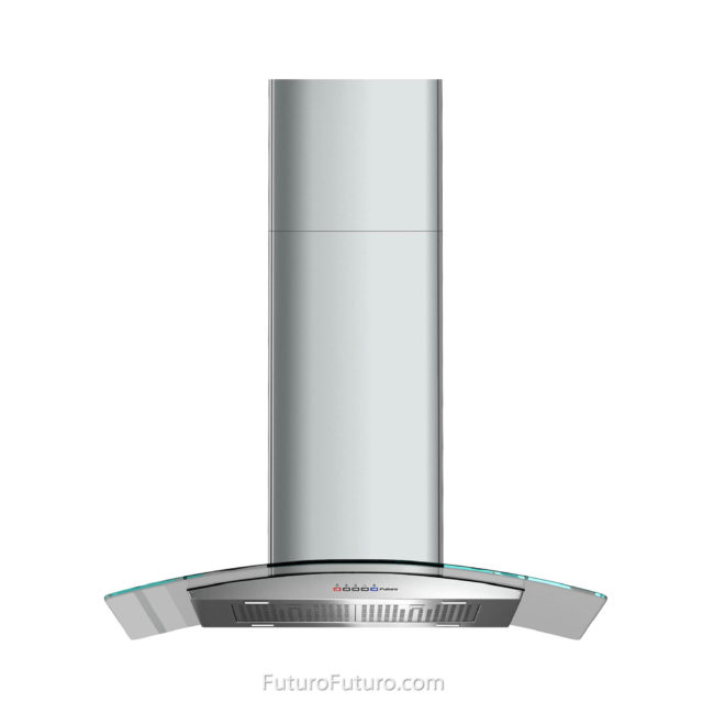 Contemporary Curved Steel & Glass kitchen hood | kitchen hood vent with glass panel