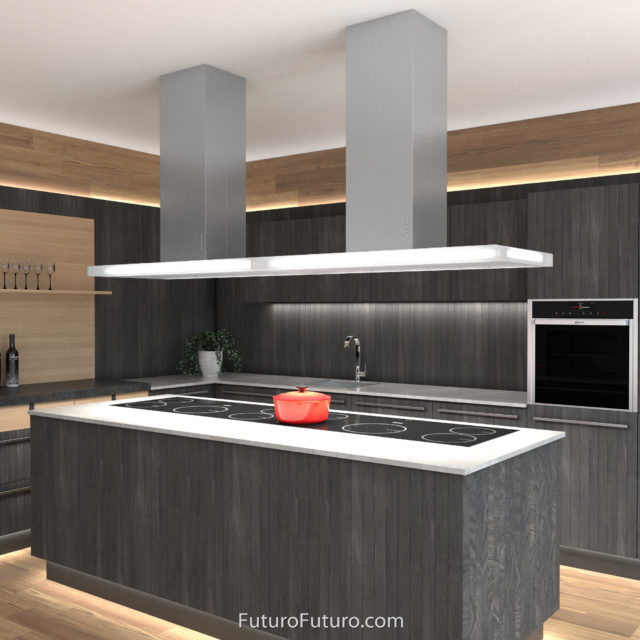 Designer kitchen island range hood | Luxury island vent hood
