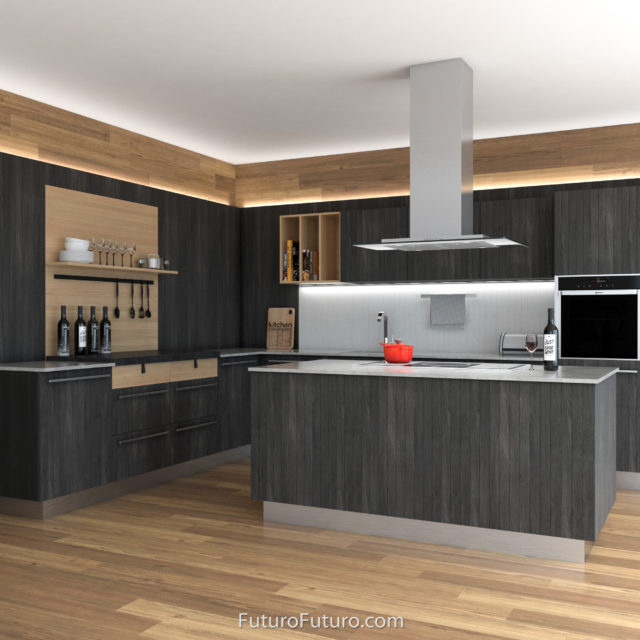 Modern kitchen cabinets island range hood | Stainless steel hood