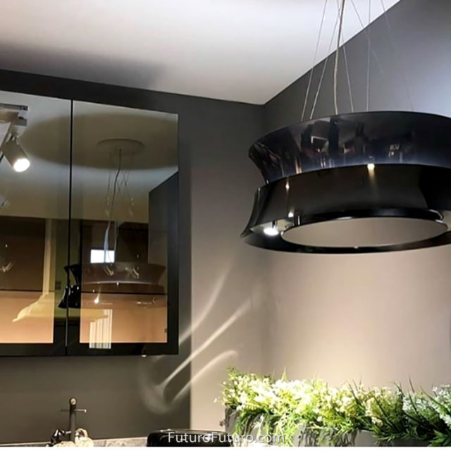 Ultra-Hitech glossy black kitchen vent hood | kitchen ideas island range hood