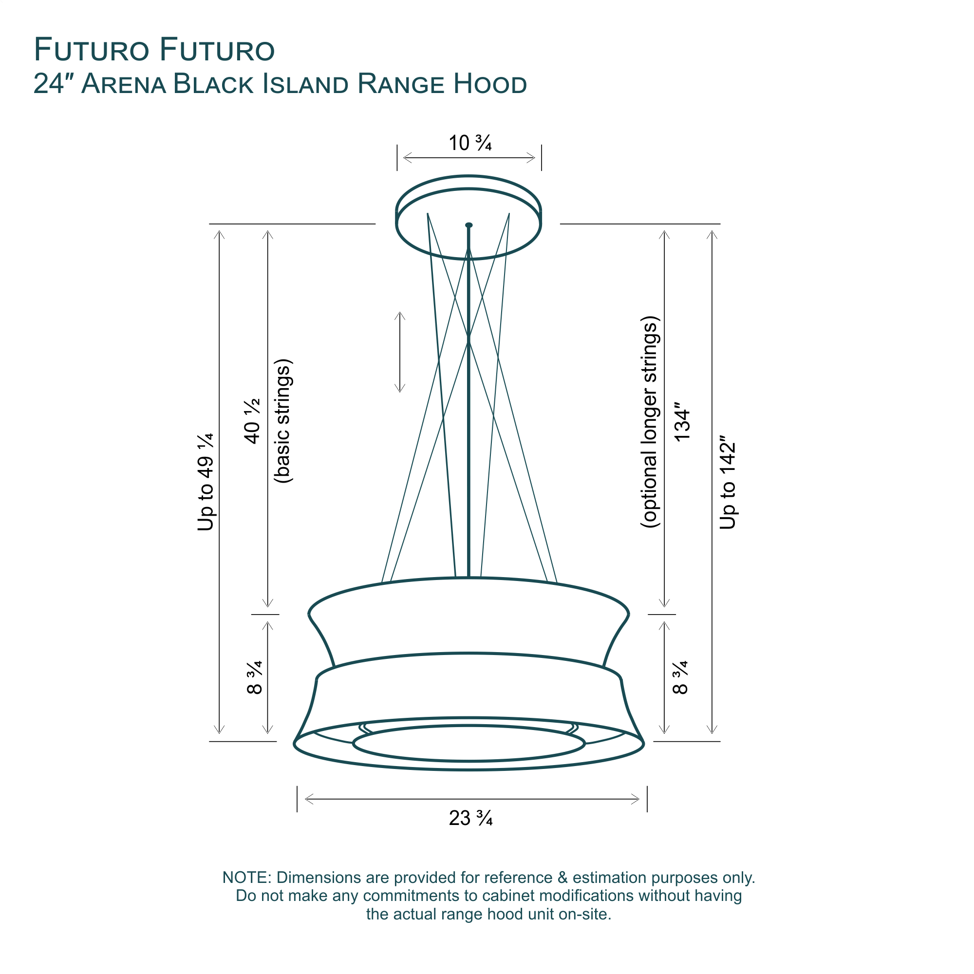 24″ Arena Black Island Range Hood 18 Dimensions 24 inch Arena Black Island Range Hood
