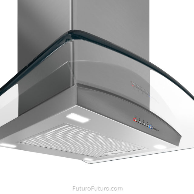 Dishwasher safe filters range hood | Glass island vent hood
