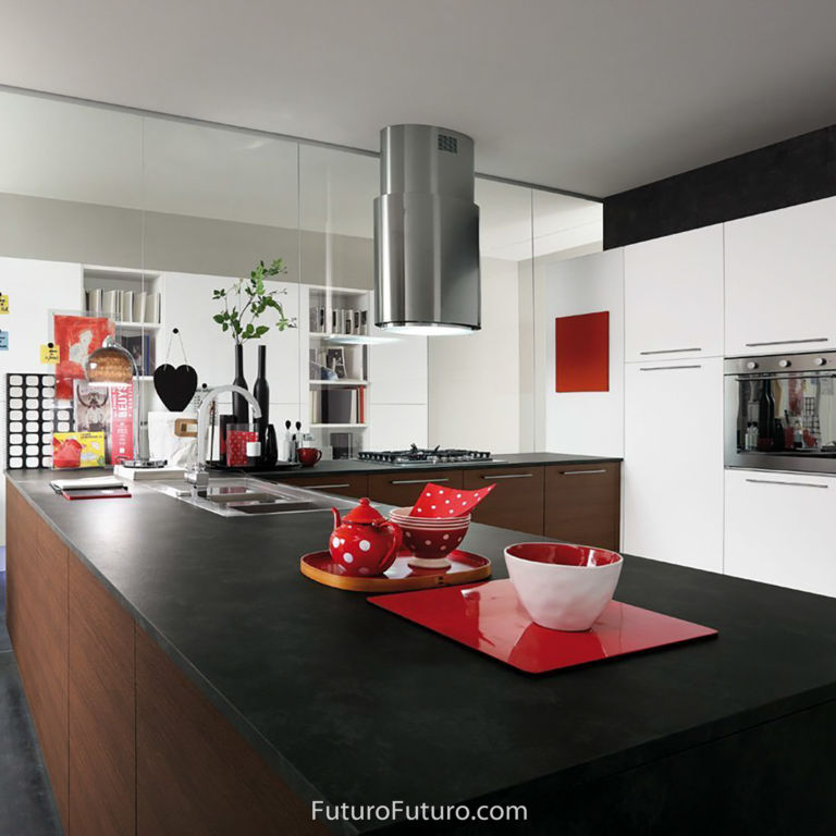 Granite countertops kitchen hood vent | Stainless steel ceiling mount range hood