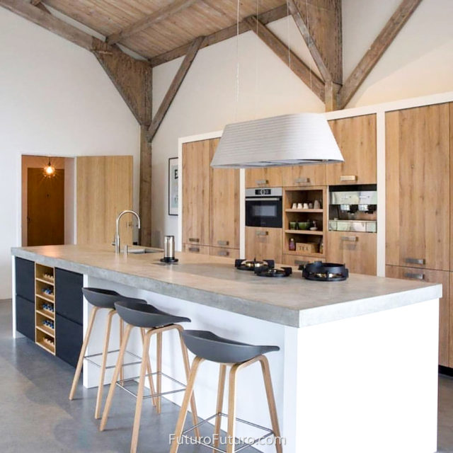 Contemporary kitchen design ceiling mount range hood | Ventless island range hood