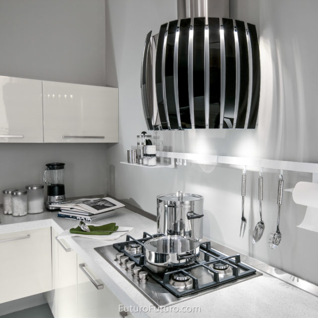 Designer glass wall mount vent hood | Luxury kitchen range hood