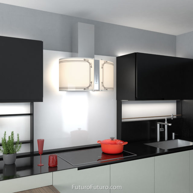 Black and white kitchen cabinets kitchen hood | Contemporary kitchen oven range hood