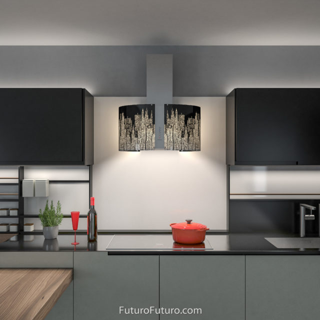LED illuminated stove hood | Kitchen cabinets range hood