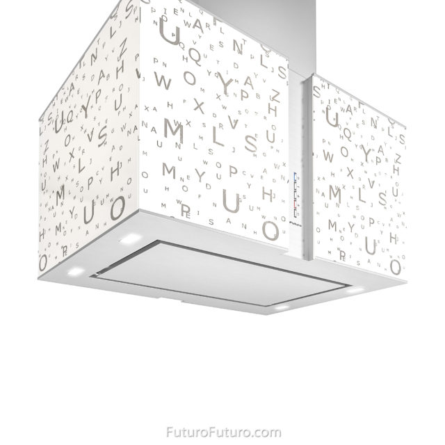 White illuminated glass stove hood | Italian best range hoods