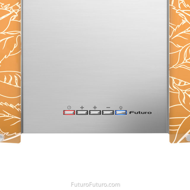 Steel colored buttons control panel vent hood | Control panel on stainless steel range hood