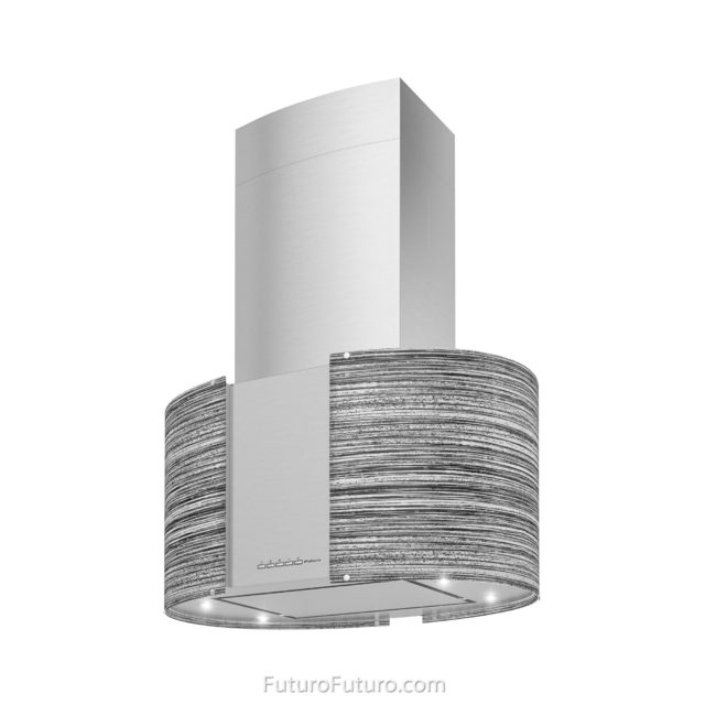 LED Gray glass kitchen vent hood | Contemporary range hood