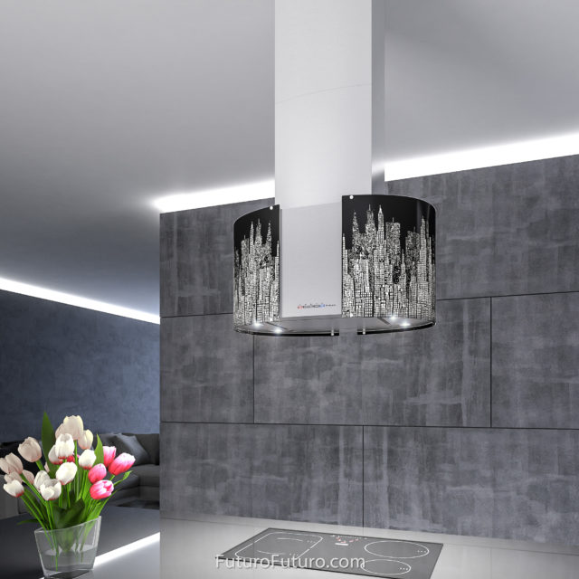 Black illuminated stove hood | Impressive kitchen range hood