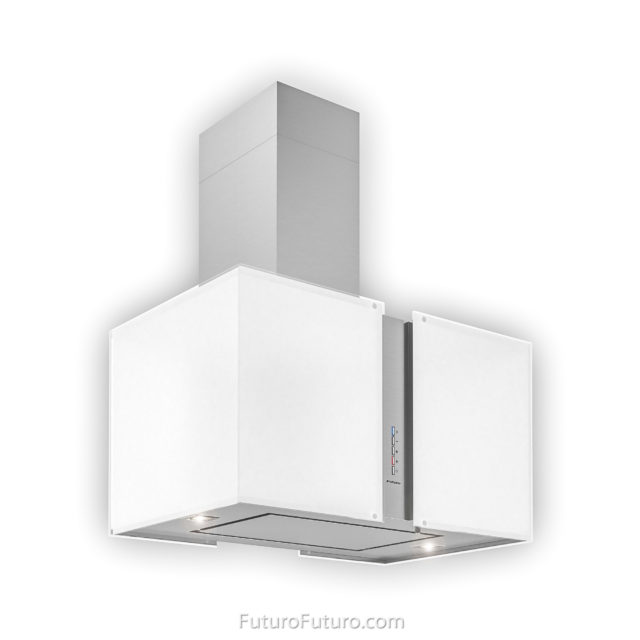White illuminated glass range hood | Contemporary vent hood