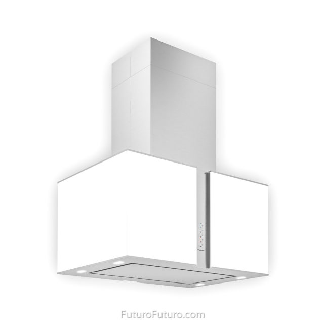 White LED illuminated glass range hood | Modern vent hood