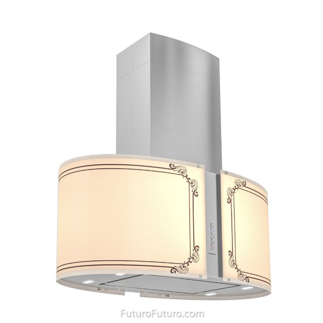 LED illuminated glass kitchen hood | Luxury range hood