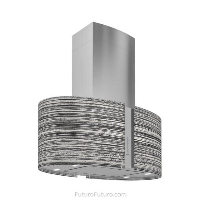 Gray illuminated LED glass range hood | Luxury kitchen hood