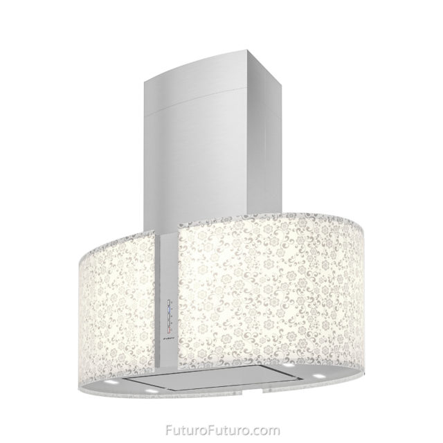 LED illuminated glass range hood | Contemporary island range hood