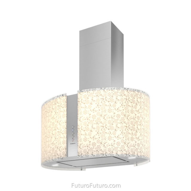 Illuminated glass kitchen exhaust fan | Glossy kitchen hood