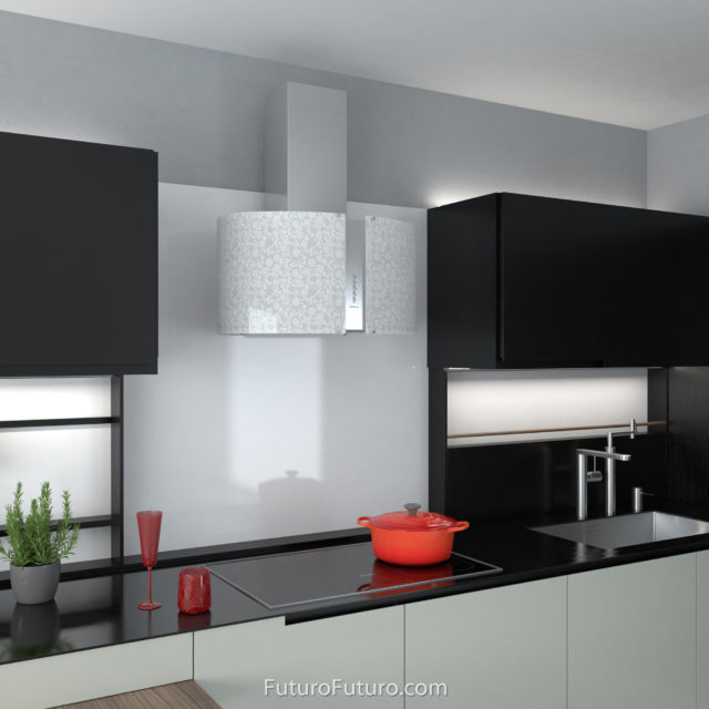 Glossy kitchen hood | Luxury glass kitchen exhaust fan