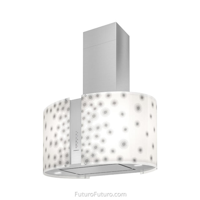 LED lights glass body kitchen hood | White LED illuminated glass kitchen exhaust fan