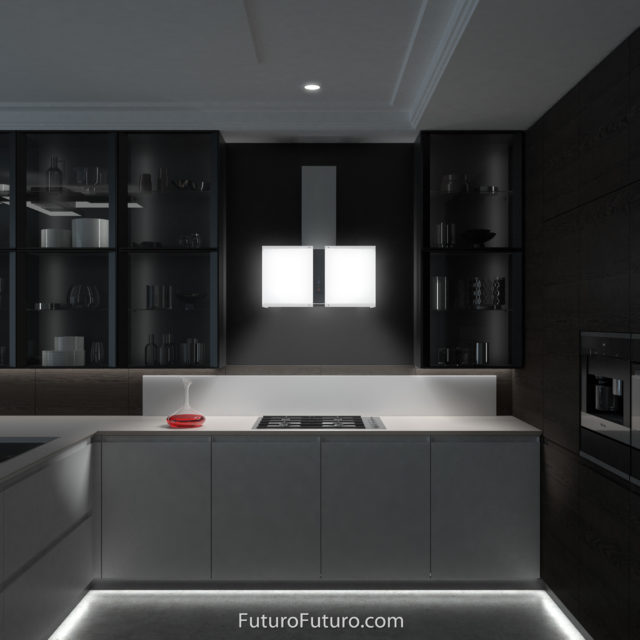 Black and white kitchen stove hood | Luxury kitchen range hood