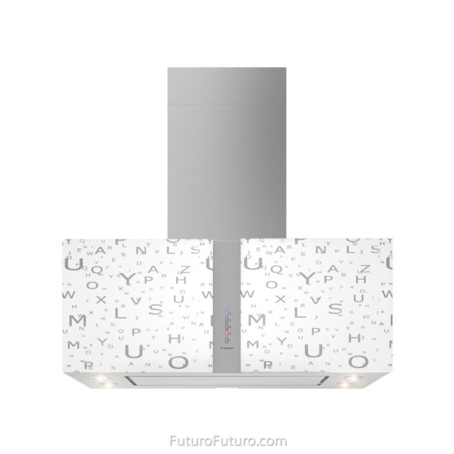 Illuminated kitchen exhaust fan | Tempered glass island vent hood