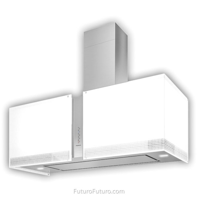 Modern kitchen exhaust fan | White glass kitchen hood