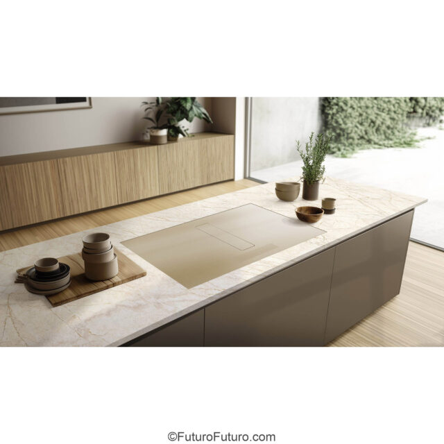 Champagne cooktop with automatic odor removal and Long Life filter system