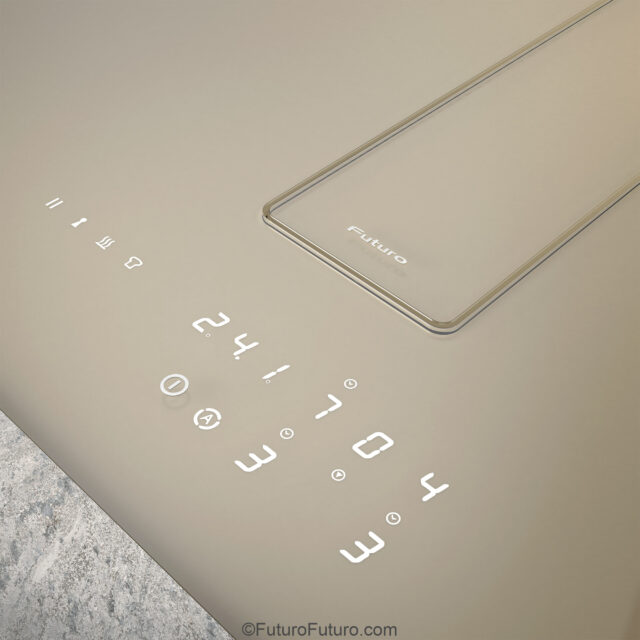 Champagne finish induction cooktop with dishwasher-safe filters