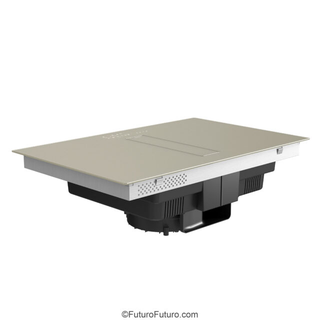 Champagne finish induction cooktop with dishwasher-safe filters