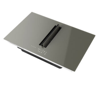 Charcoal glass surface induction cooktop with downdraft system