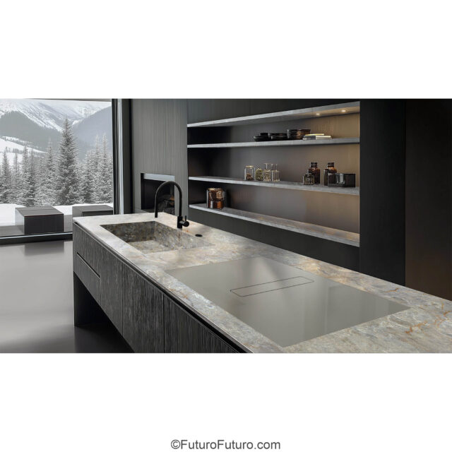 Modern kitchen with 32-inch Portofino Charcoal induction cooktop