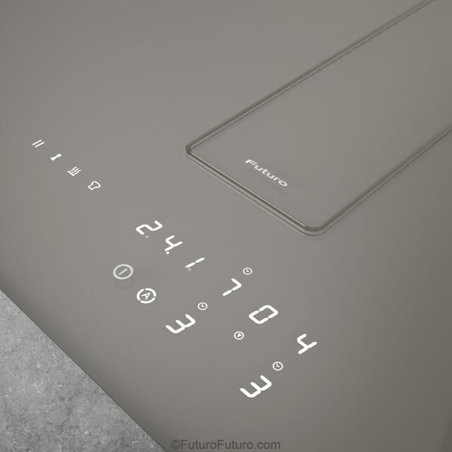 Close-up of cooking zones on Portofino Charcoal downdraft cooktop