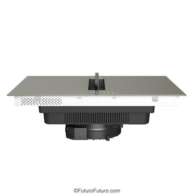 Close-up of cooking zones on Portofino Charcoal downdraft cooktop
