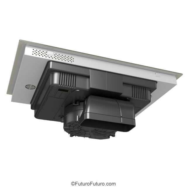 Residual water drain valve detail on charcoal downdraft cooktop