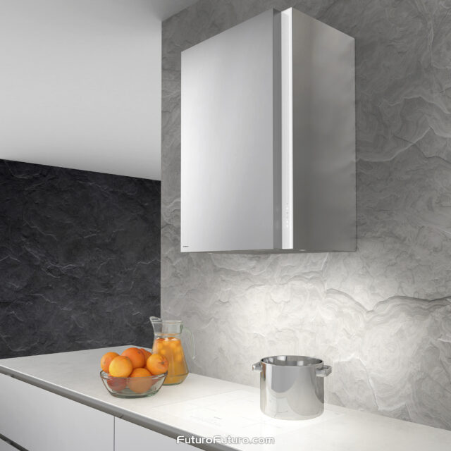 Torre White kitchen hood featuring LED lights for enhanced visibility.