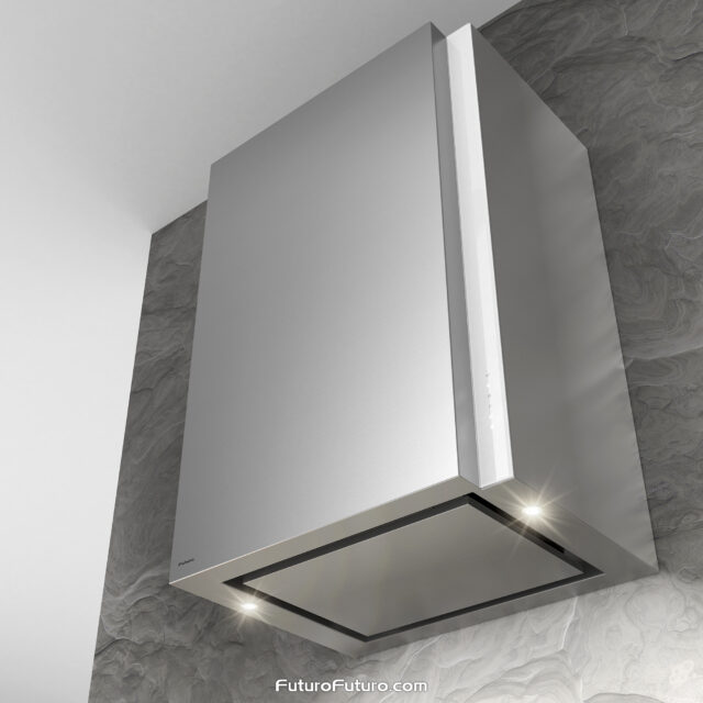 Efficient wall-mounted kitchen hood with a scratch-resistant white finish.