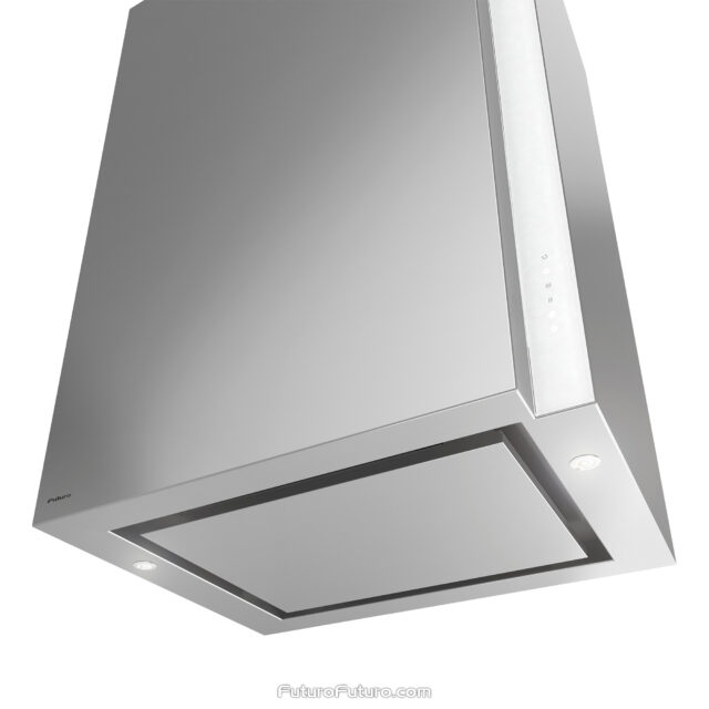 Advanced filtration white range hood with dishwasher-safe grease filters.