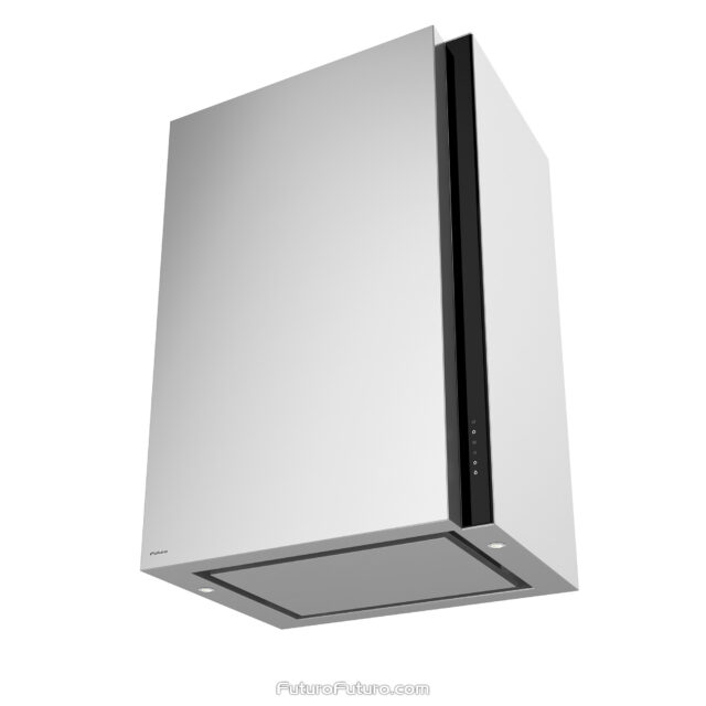 Compact 24-inch Torre Black Range Hood with quiet ventilation technology.