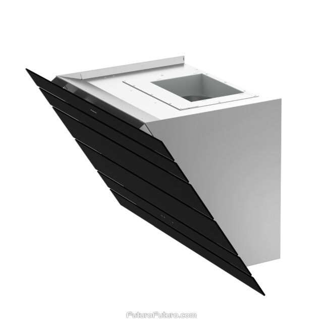 Powerful 940 CFM black wall-mount range hood for modern kitchens.