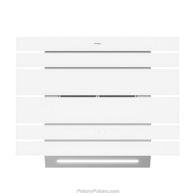 Powerful 940 CFM white wall-mount range hood for modern kitchens.