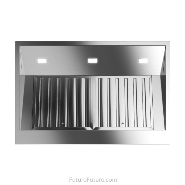 Chrome baffle filters range hood | Dishwasher safe filters kitchen hood