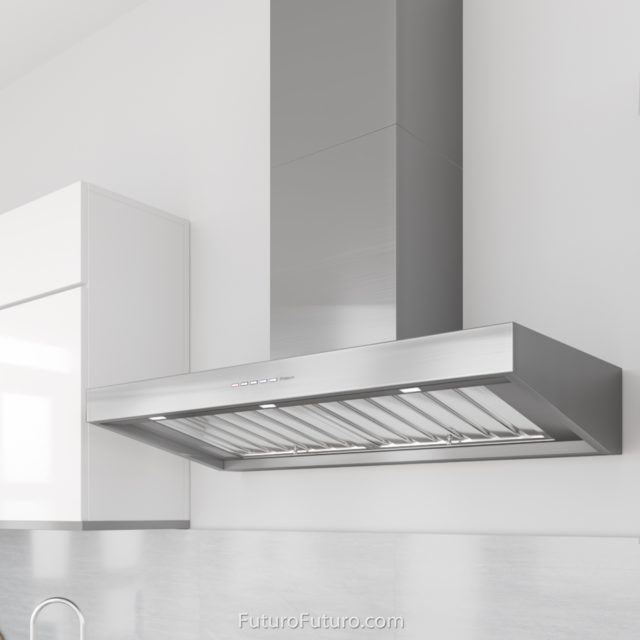 White kitchen cabinets stove hood | Wall mount vent hood