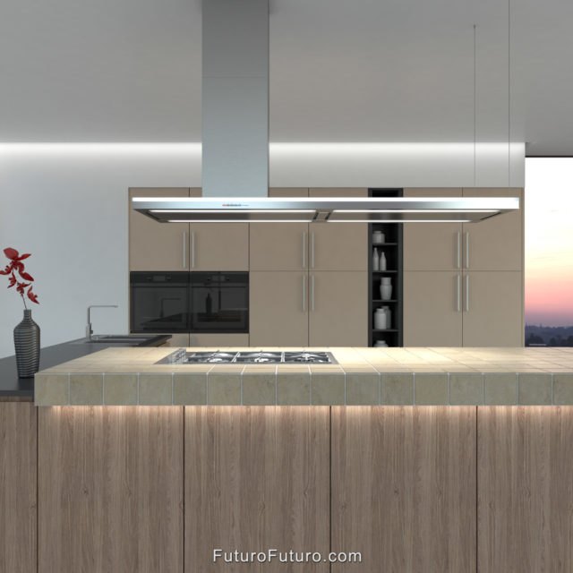 New 2020 designer range hood | Futuro Futuro 69-inch Streamline island range hood | Marco Gorini kitchen hood vent