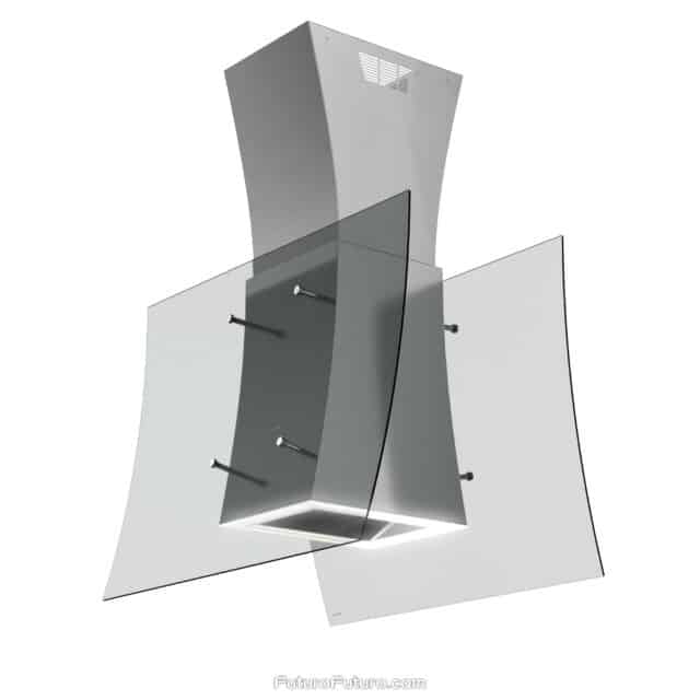 Island Range Hood with Clear Tempered Glass