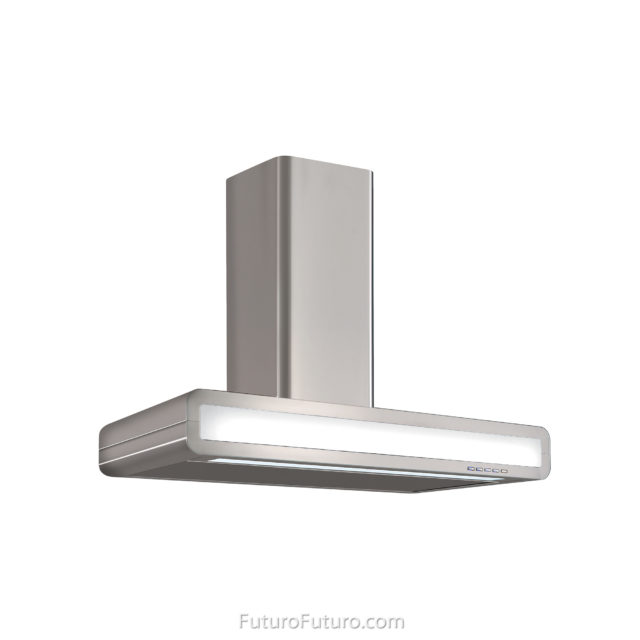 Stainless Steel Kitchen Hood | Illuminated white glass range hood