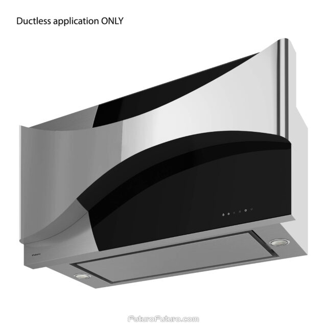 Contemporary black kitchen vent hood.
