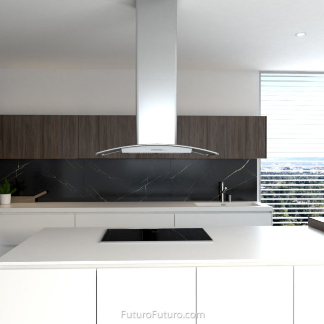 modern kitchen design island range hood | countertops stainless steel hood