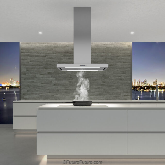 Luxury kitchen island hood with digital control panel