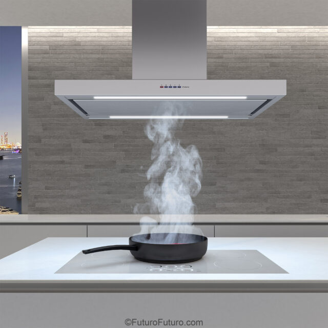 36-inch island vent hood with powerful suction