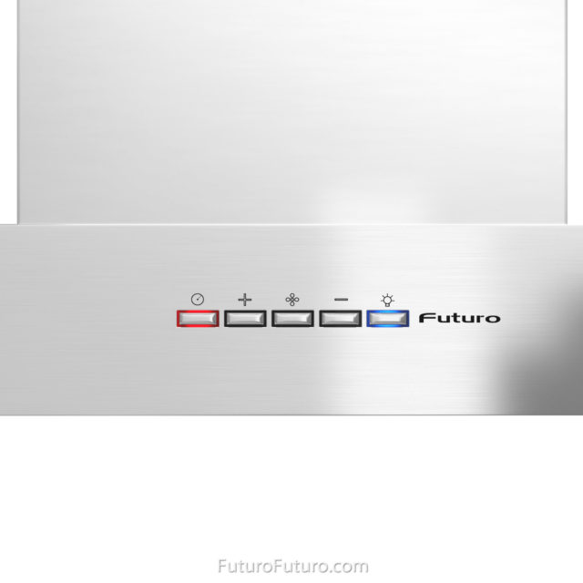 Steel colored buttons control panel | Control panel on stainless steel range hood